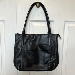 Lodis black pebble leather Sierra travel tote bag